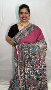 Vriksham Pink Discover Ethnic Kalamkari Cotton Saree With Gatti Border-VS4534